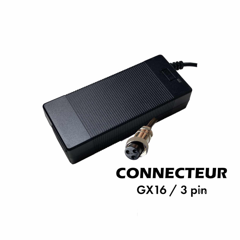 Chargeur 48V - 54.6V / 2A  (connecteur GX16-3p)